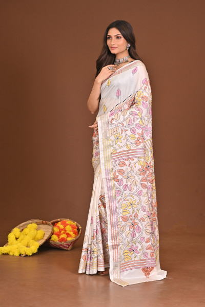 MAHAGAURI BLENDED SILK KANTHA SAREE