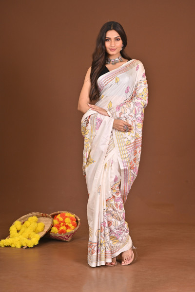 MAHAGAURI BLENDED SILK KANTHA SAREE