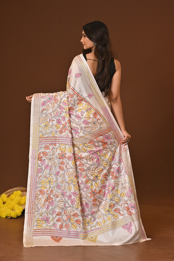 MAHAGAURI BLENDED SILK KANTHA SAREE