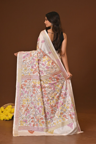 MAHAGAURI BLENDED SILK KANTHA SAREE