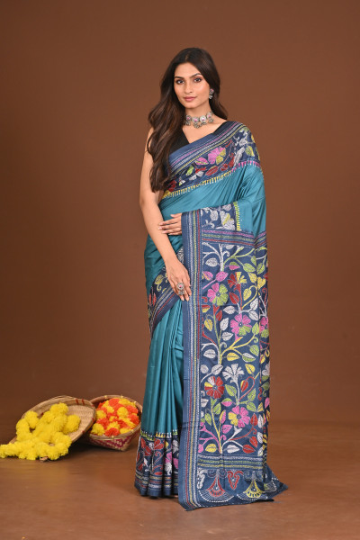 DHUMAVATI BLENDED SILK KANTHA SAREE