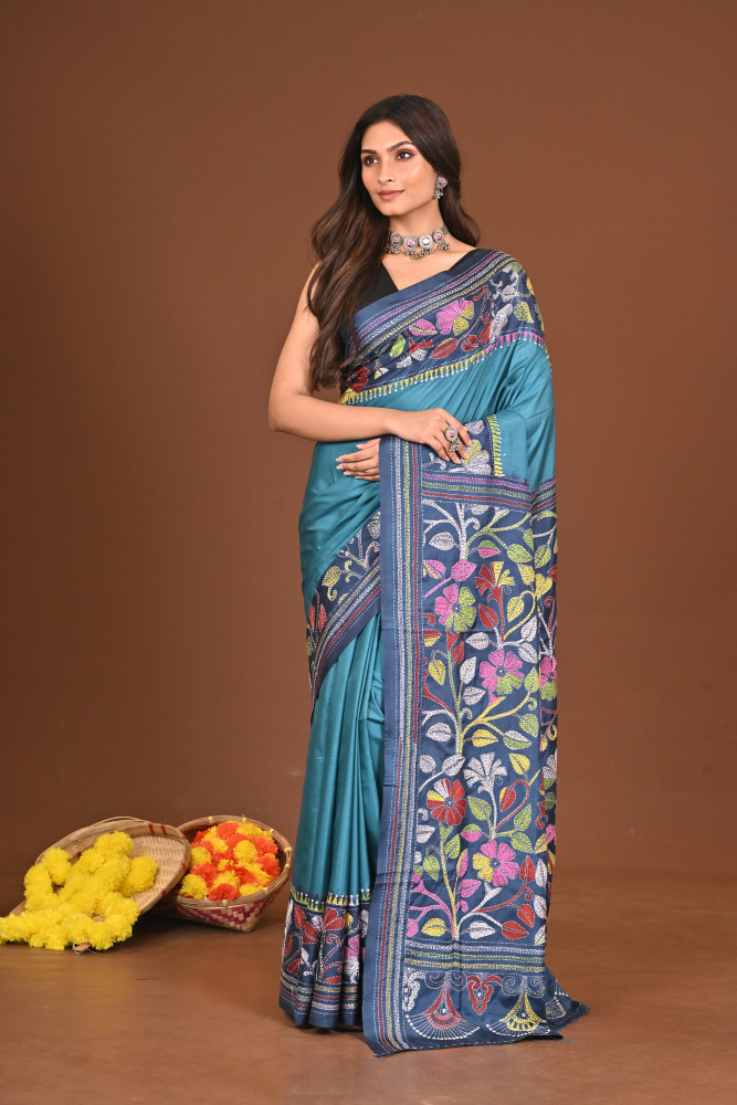DHUMAVATI BLENDED SILK KANTHA SAREE