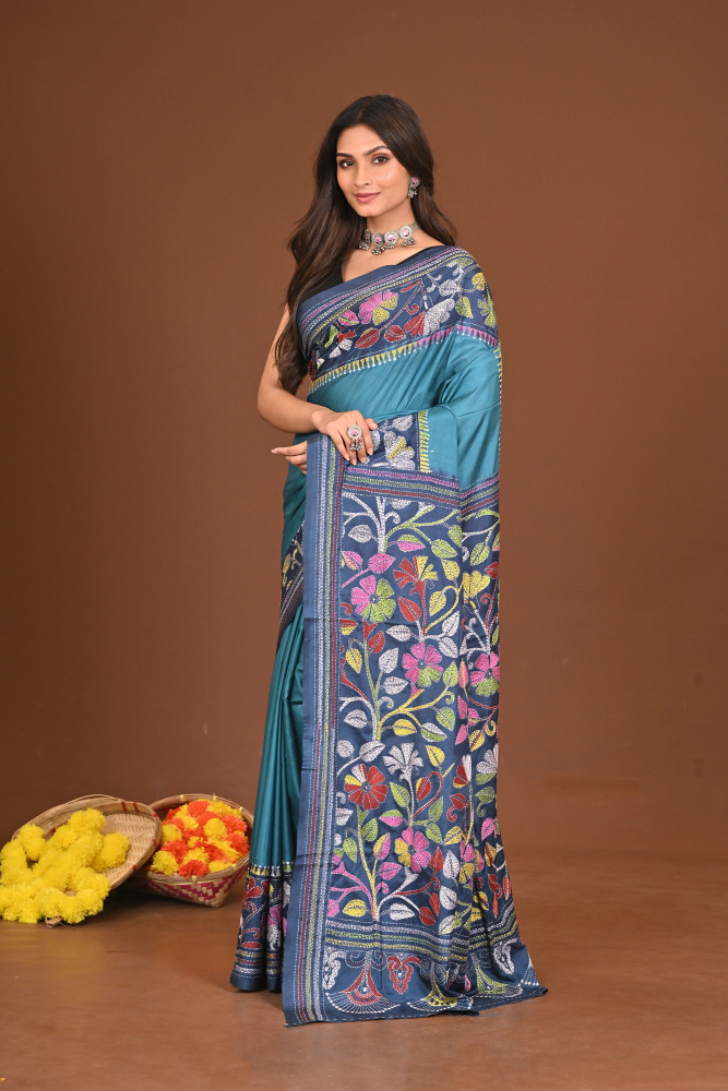 DHUMAVATI BLENDED SILK KANTHA SAREE