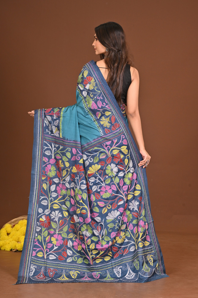 DHUMAVATI BLENDED SILK KANTHA SAREE