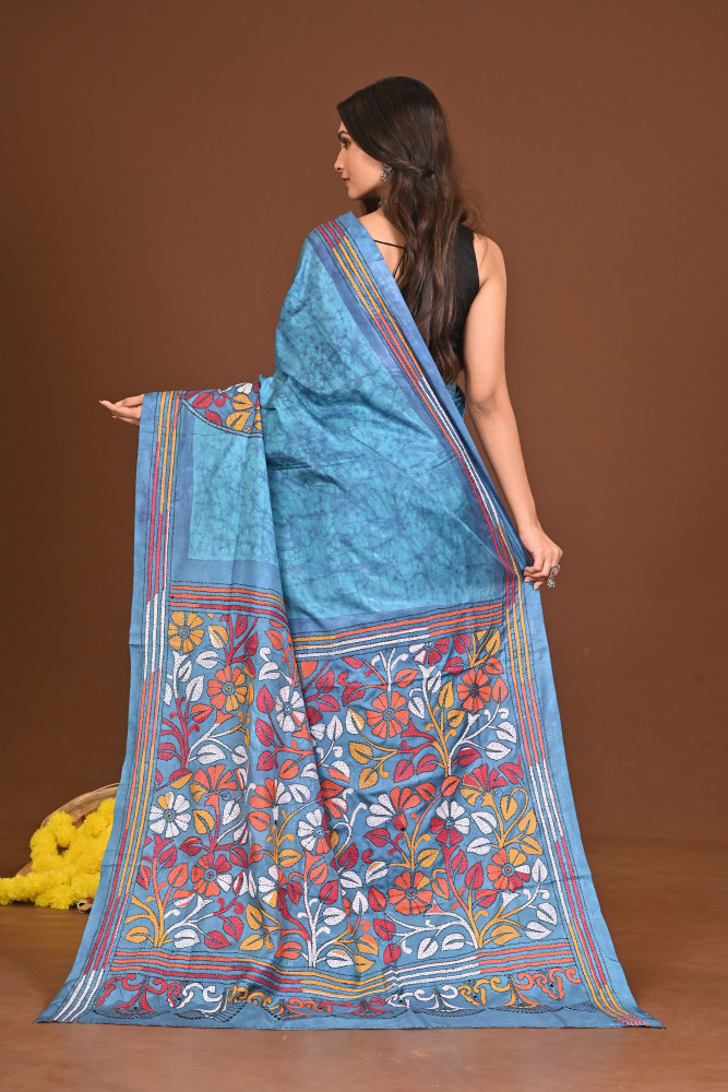 NEELAMBA BLENDED SILK KANTHA SAREE