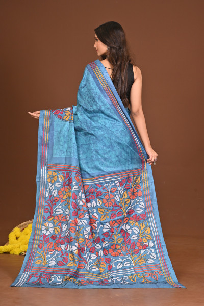 NEELAMBA BLENDED SILK KANTHA SAREE