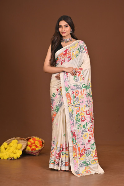 RAJESHWARI BLENDED SILK KANTHA SAREE