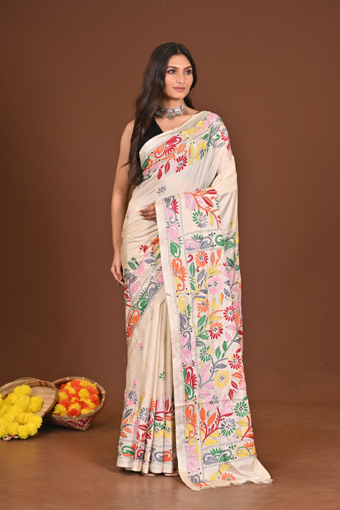 RAJESHWARI BLENDED SILK KANTHA SAREE