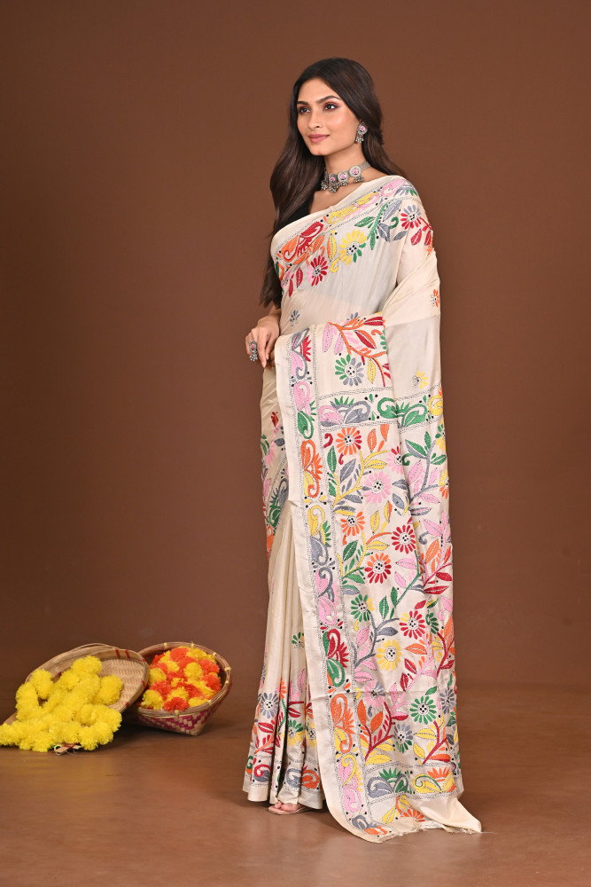 RAJESHWARI BLENDED SILK KANTHA SAREE