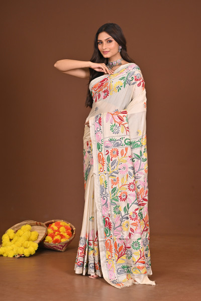 RAJESHWARI BLENDED SILK KANTHA SAREE