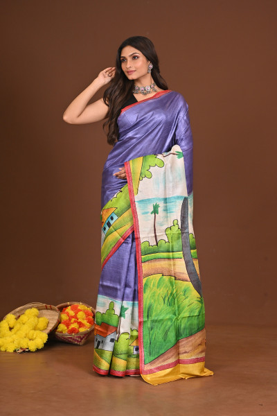 CHANDRAGHANTA TUSSAR HANDPRINT SAREE