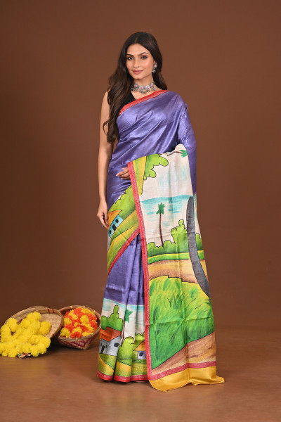 CHANDRAGHANTA TUSSAR HANDPRINT SAREE