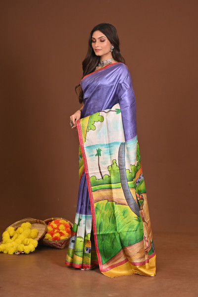 CHANDRAGHANTA TUSSAR HANDPRINT SAREE