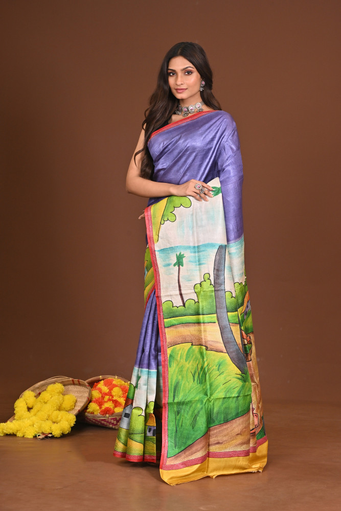 CHANDRAGHANTA TUSSAR HANDPRINT SAREE