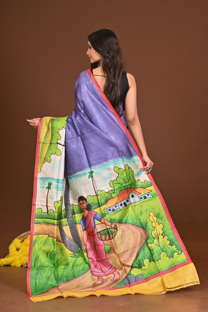 CHANDRAGHANTA TUSSAR HANDPRINT SAREE