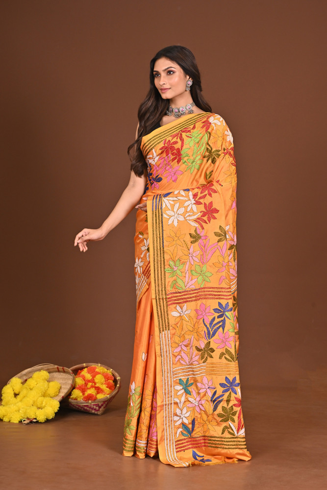 KAISHORI BLENDED SILK KANTHA SAREE