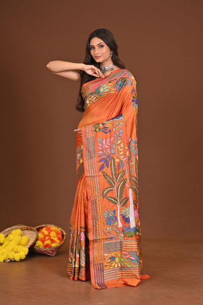 MAHESHVARI  BLENDED SILK KANTHA SAREE