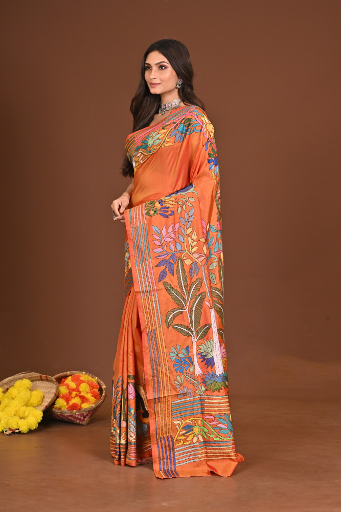 MAHESHVARI  BLENDED SILK KANTHA SAREE