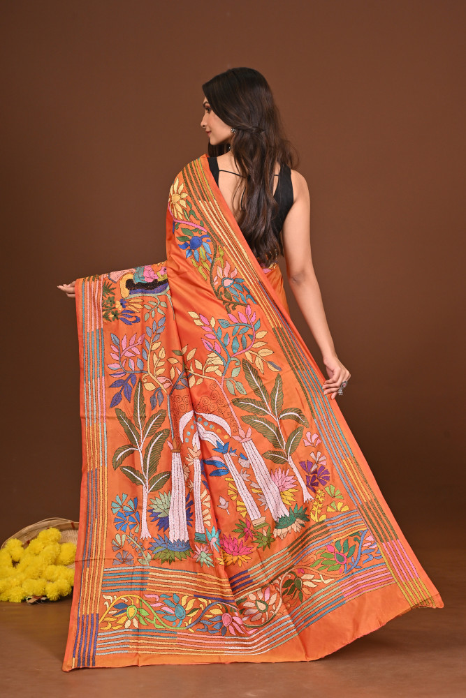 MAHESHVARI  BLENDED SILK KANTHA SAREE