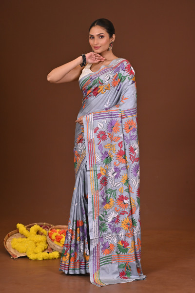 SUBHRANGI BLENDED SILK KANTHA SAREE
