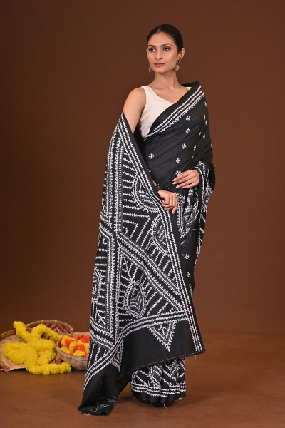 SHYAMASOBHA BLENDED SILK KANTHA SAREE