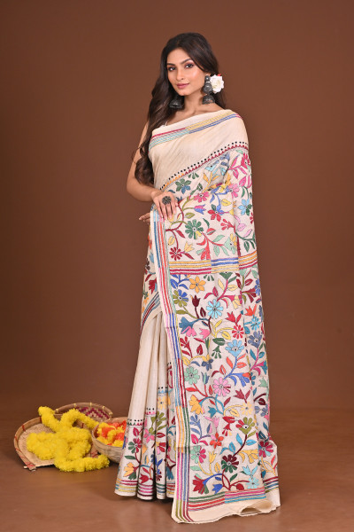 AGNIKANYA  PURE SILK KANTHA SAREE