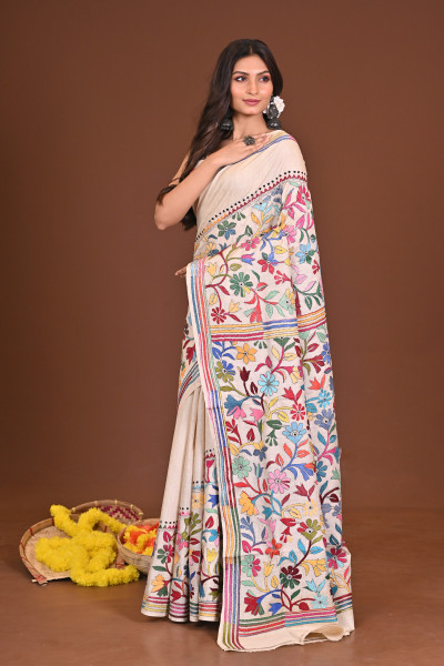 AGNIKANYA  PURE SILK KANTHA SAREE