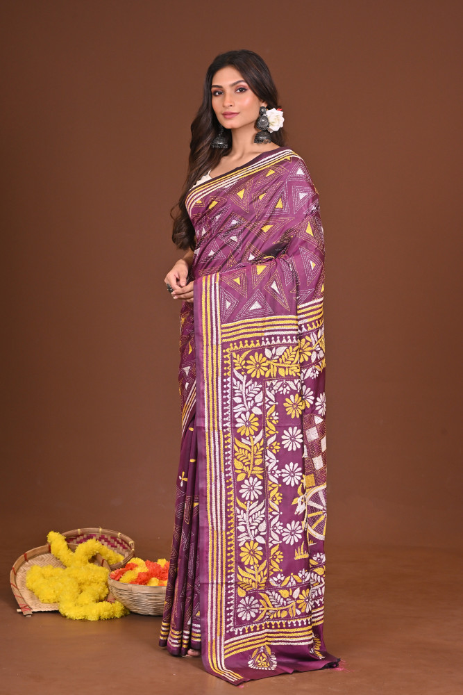 SMRITI BLENDED SILK KANTHA SAREE