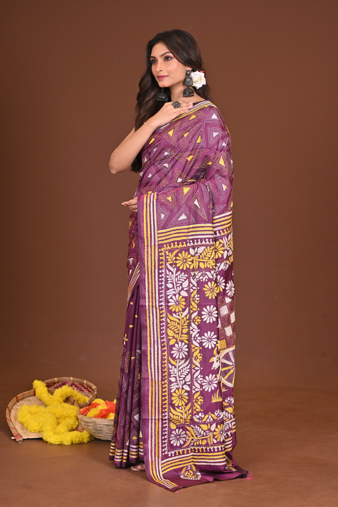 SMRITI BLENDED SILK KANTHA SAREE