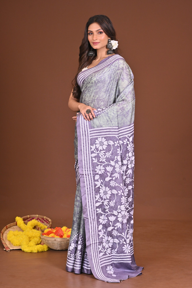 BHARATIBAUL BLENDED SILK KANTHA SAREE