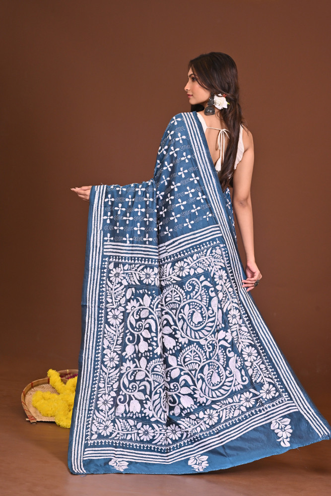 TITHITARANGA BLENDED SILK KANTHA SAREE