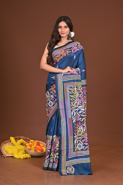 NEELJHORA BLENDED SILK KANTHA SAREE