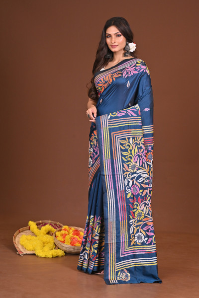 NEELJHORA BLENDED SILK KANTHA SAREE