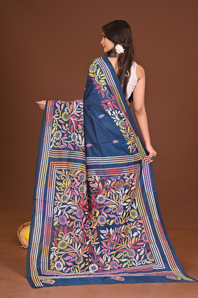 NEELJHORA BLENDED SILK KANTHA SAREE