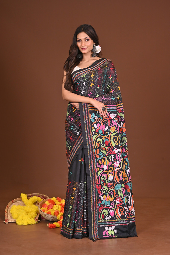 TAMORTITHI BLENDED SILK KANTHA SAREE