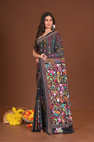 TAMORTITHI BLENDED SILK KANTHA SAREE