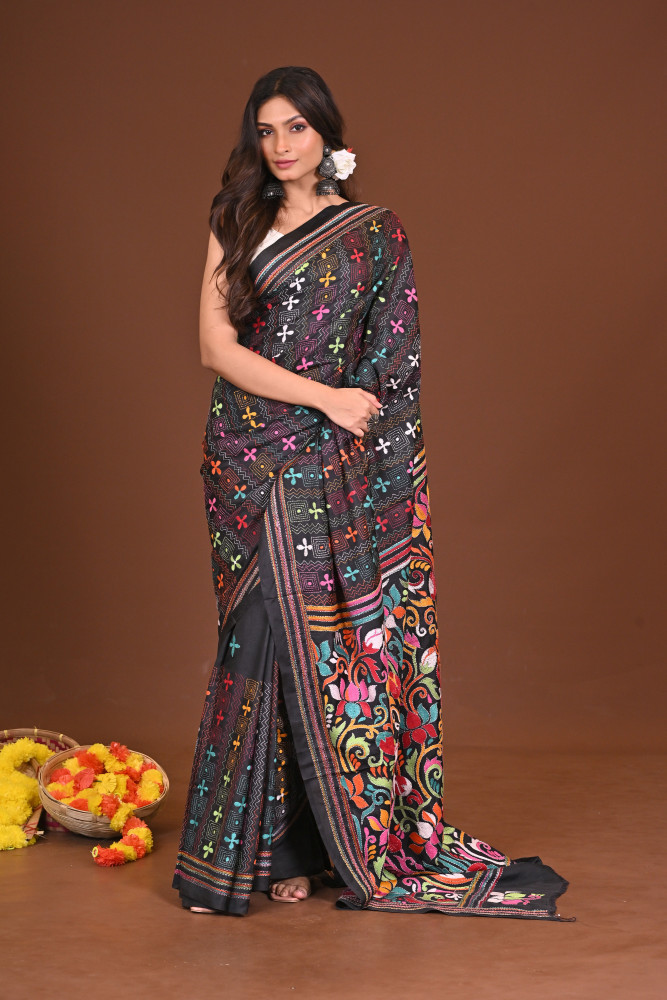 TAMORTITHI BLENDED SILK KANTHA SAREE