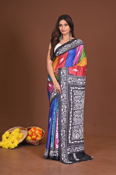 NAVRANGDURGA  GACHI SILK KANTHA SAREE