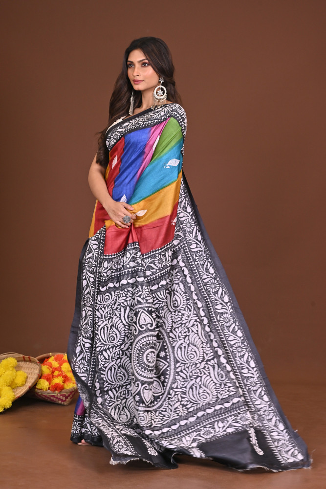 NAVRANGDURGA  GACHI SILK KANTHA SAREE