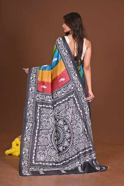 NAVRANGDURGA  GACHI SILK KANTHA SAREE