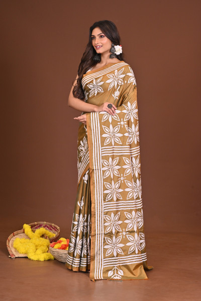 KAASHKUSUM BLENDED SILK KANTHA SAREE
