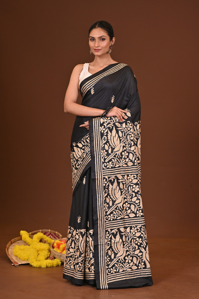 KALOKAJOL BLENDED SILK KANTHA SAREE