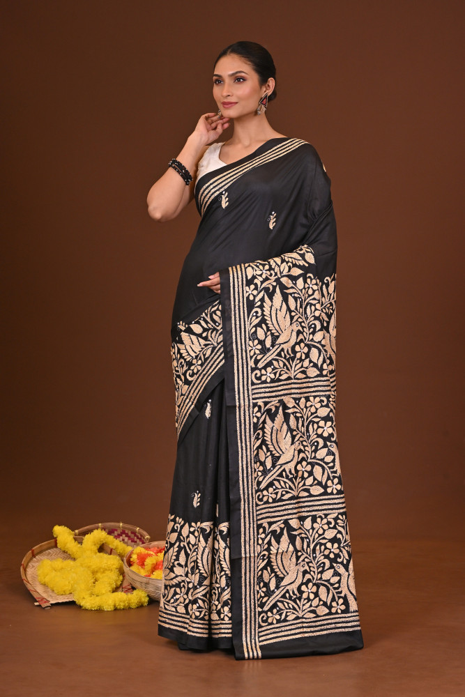KALOKAJOL BLENDED SILK KANTHA SAREE