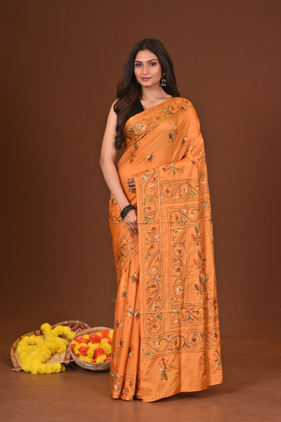 KANAKJYOTI BLENDED SILK KANTHA SAREE