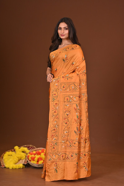 KANAKJYOTI BLENDED SILK KANTHA SAREE