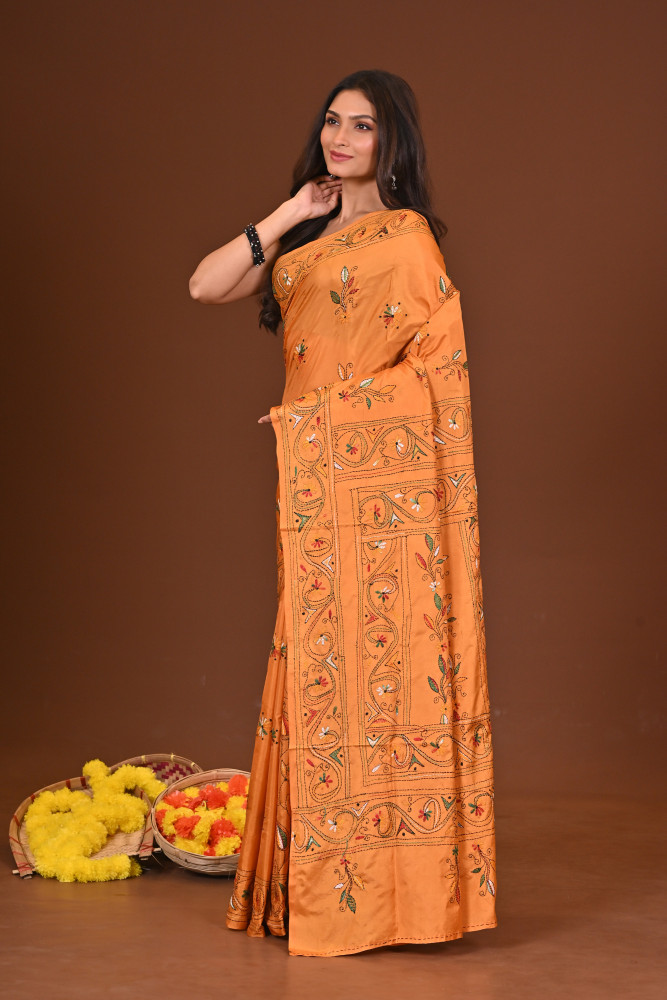KANAKJYOTI BLENDED SILK KANTHA SAREE