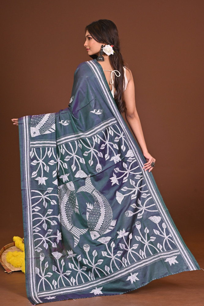 KANAKKOLI BLENDED SILK KANTHA SAREE