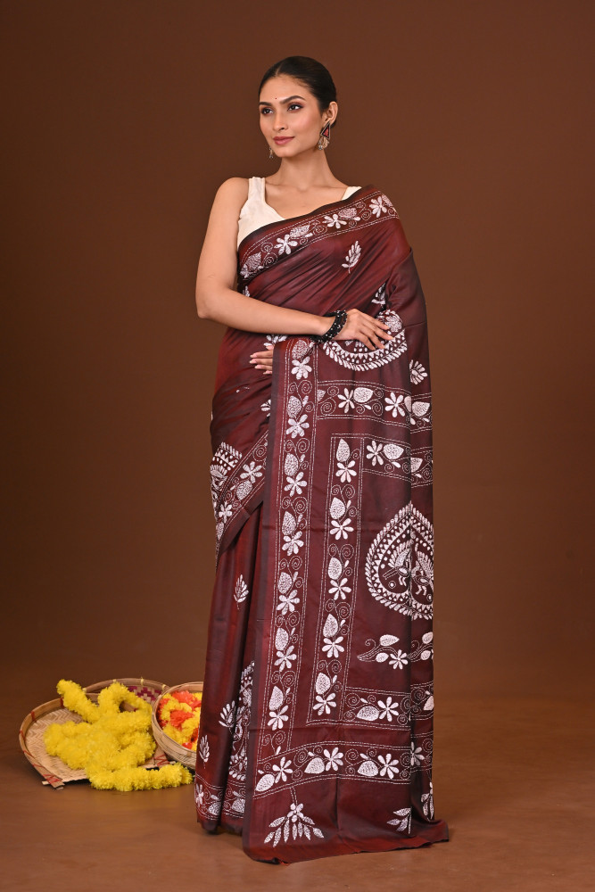 KASTURI BLENDED SILK KANTHA SAREE