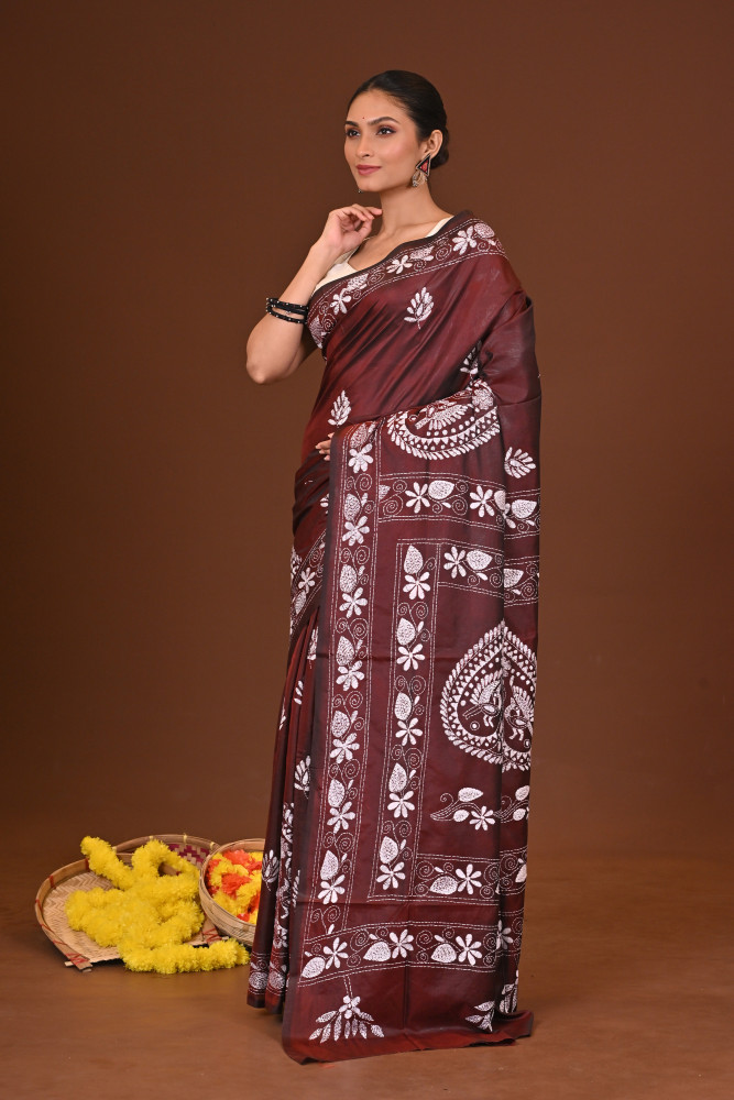 KASTURI BLENDED SILK KANTHA SAREE