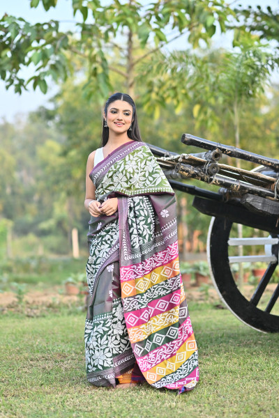 KATAN 3D KANTHA SAREE
